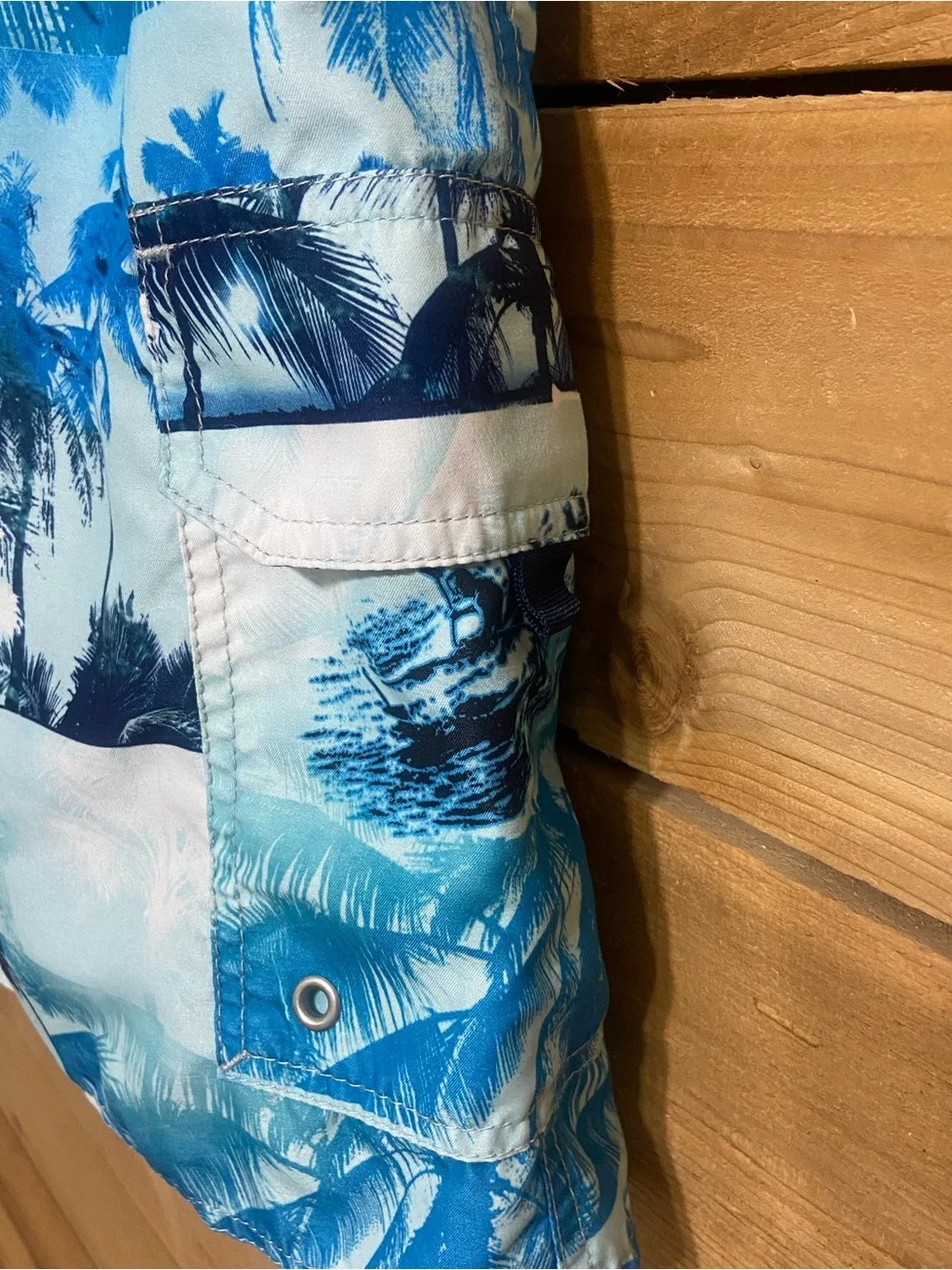 Croft & Barrow Blue Tropical Palm-Print Swim Shorts